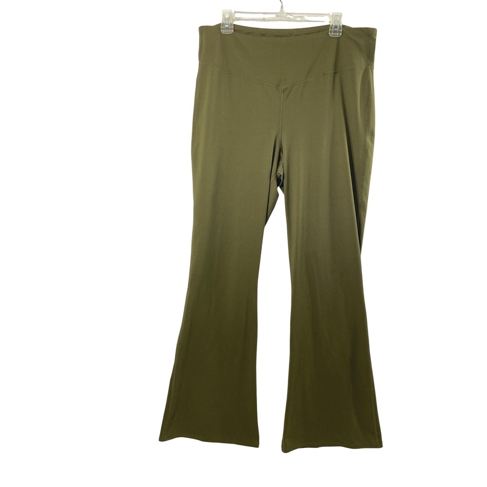 Maurices Yoga Pants Women XL Olive Green Flare Leg Stretch Activewear Lounge